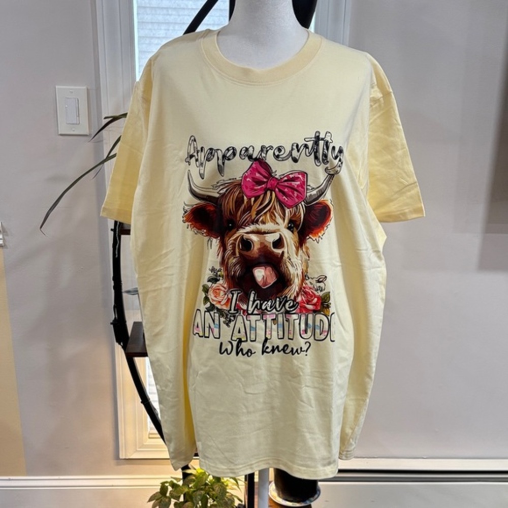 Funny cow Yellow Graphic T-Shirt size XL